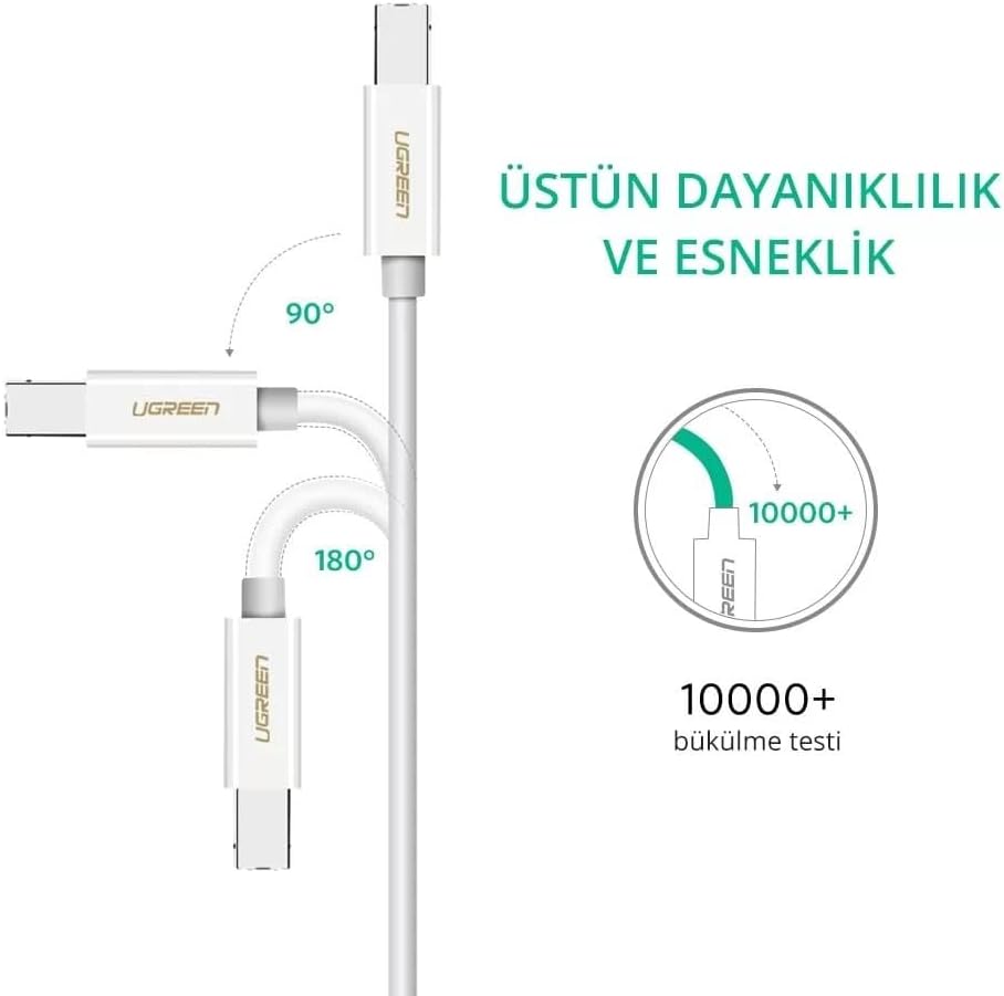 UGREEN Type C to USB-B Cable 1.5M - White