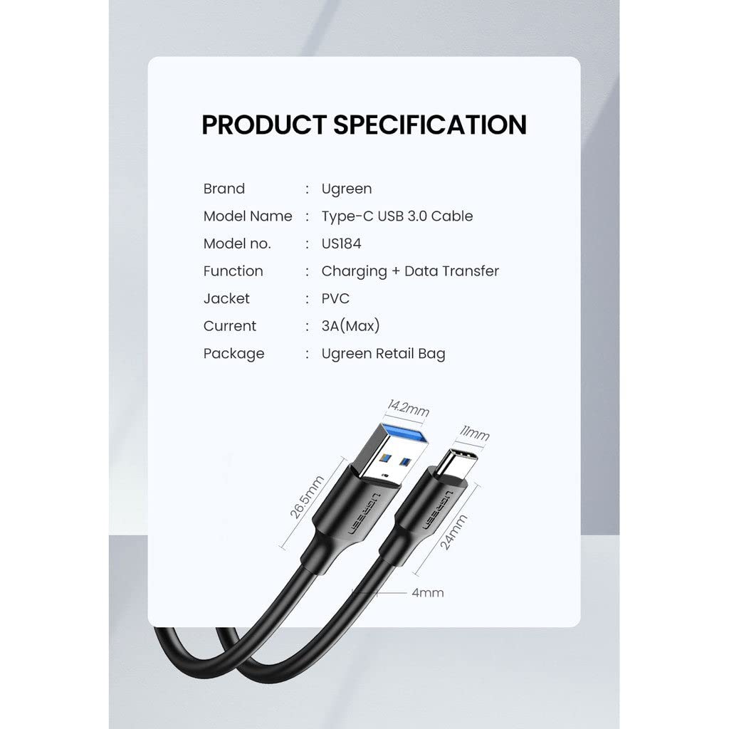 UGREEN USB 3.0 A Male to Type C Male Cable Nickel Plating 1M