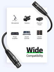 UGREEN XLR Cable, XLR to XLR Speaker Cable 3Pin Male to Female Extension Microphone Lead Extender 2M