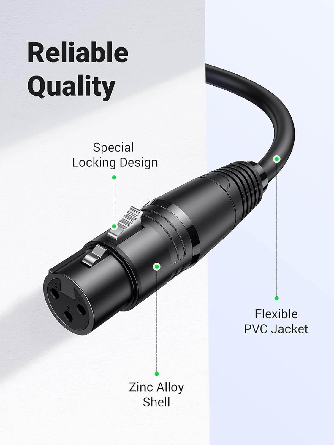 UGREEN XLR Cable, XLR to XLR Speaker Cable 3Pin Male to Female Extension Microphone Lead Extender 2M