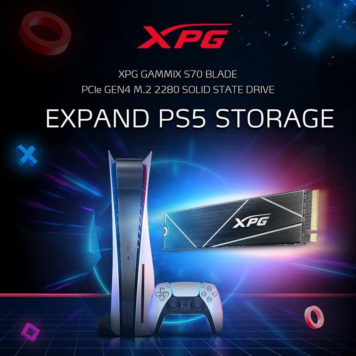 XPG GAMMIX S70 BLADE 1TB PCIe Gen4x4 M.2 SSD Works with PS5