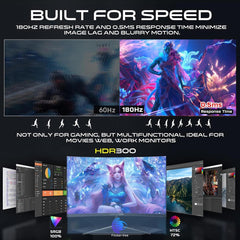 GAMEON GOC27Q180VA Pro Series 27" 2K 180Hz 0.5ms Curved Gaming Monitor