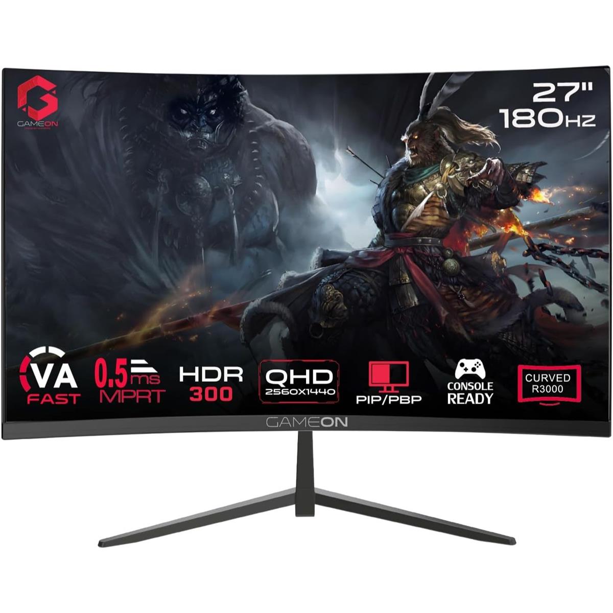 GAMEON GOC27Q180VA Pro Series 27" 2K 180Hz 0.5ms Curved Gaming Monitor